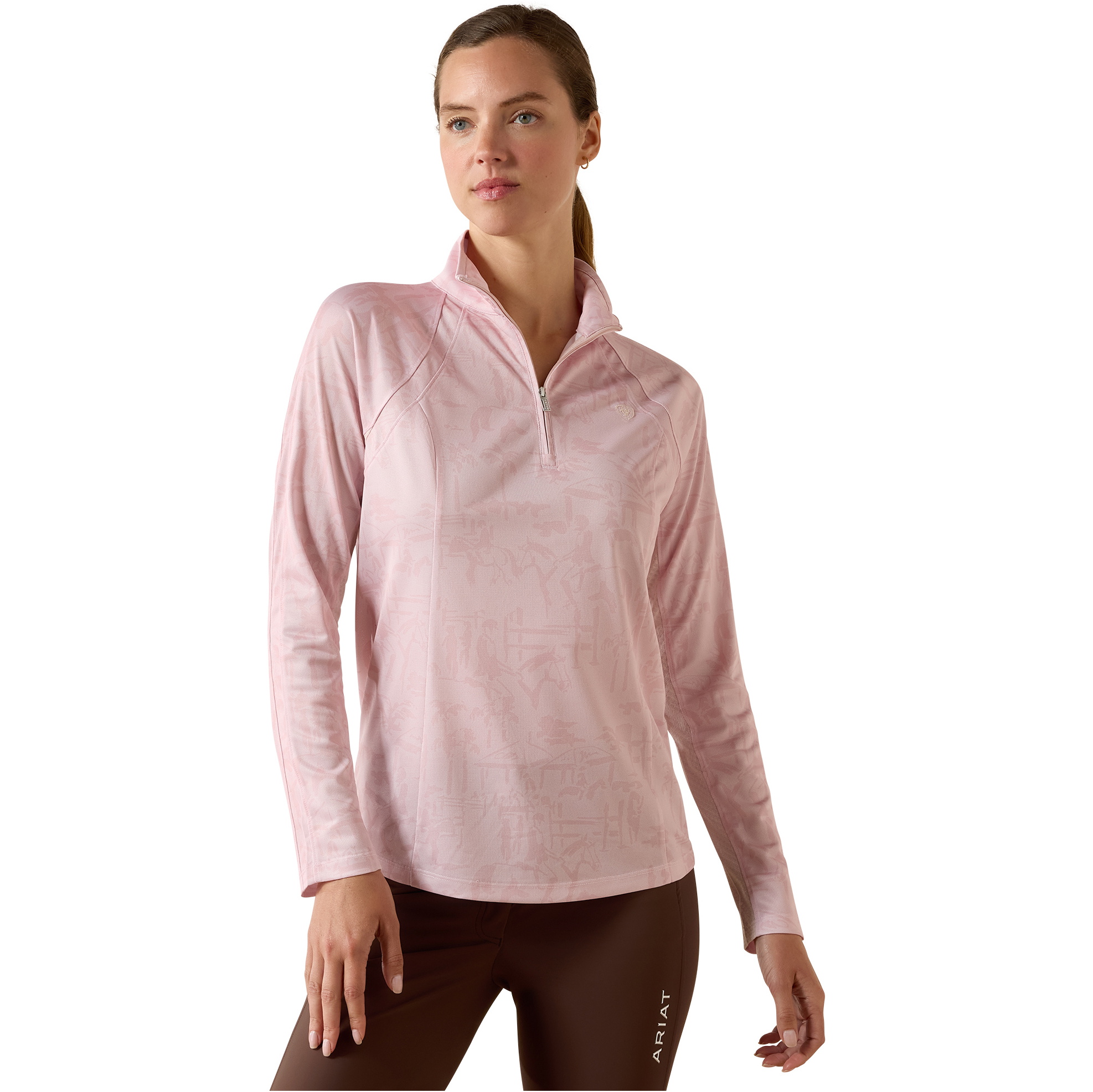 2026 Ariat Damen Sunstopper 3 . 0 1 / 4 Zip Baselayer 10071454 - Sepia Rose Horse Park